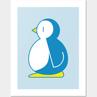 Cute Little Blue Penguin Standing Vector Illustration Posters and Art